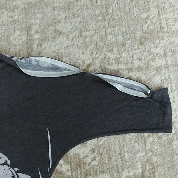 Seven 7 Heathered Glitter Open Sleeve Top S Gray - Picture 7 of 13